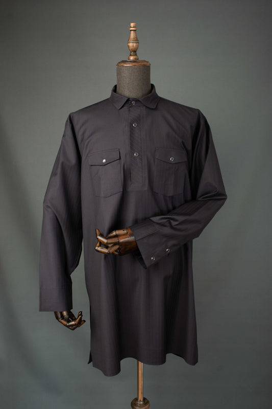 Stripes Double Pocket Military Kaftan Set