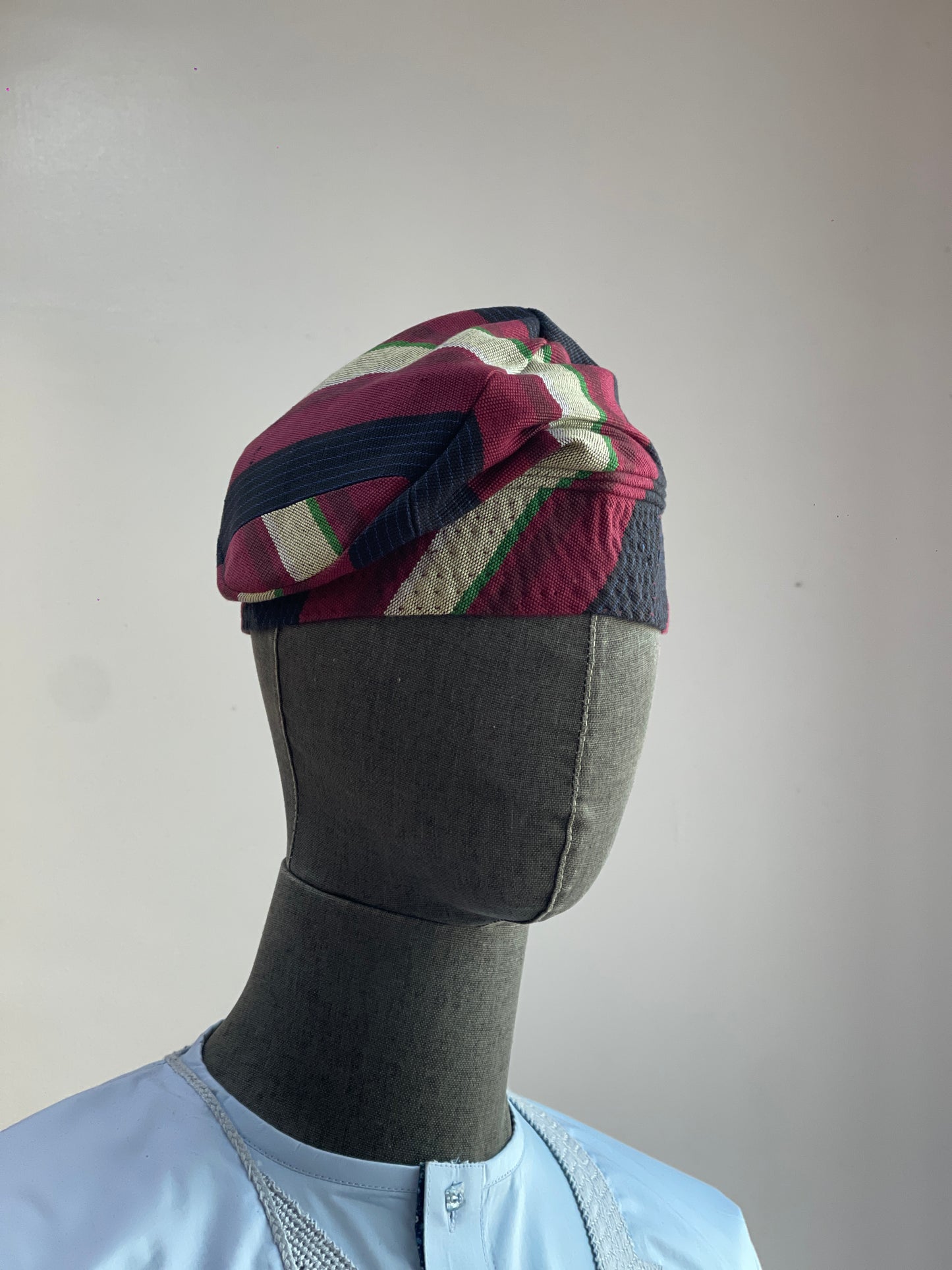 Stripes Nigerian traditional Aso Oke cap