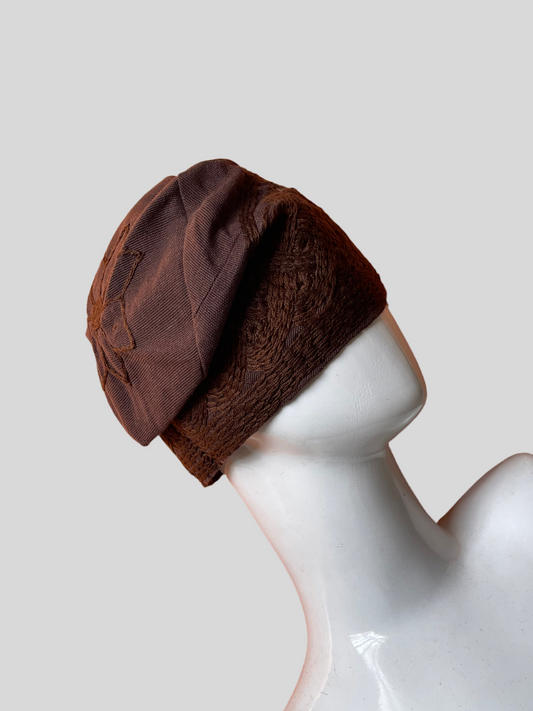 Chocolate Brown Yoruba Aso-Oke embroidery 2023 cap