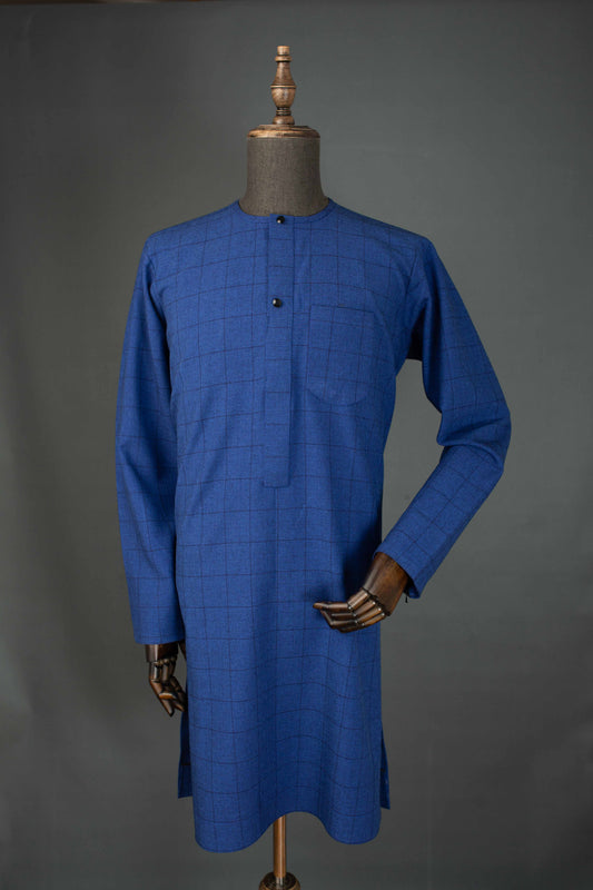 Blue Windowpane 2PC kaftan Set