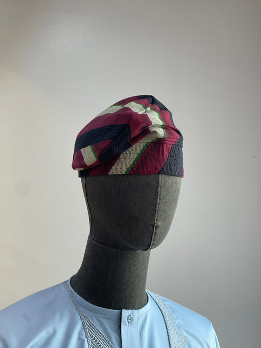 Stripes Nigerian traditional Aso Oke cap