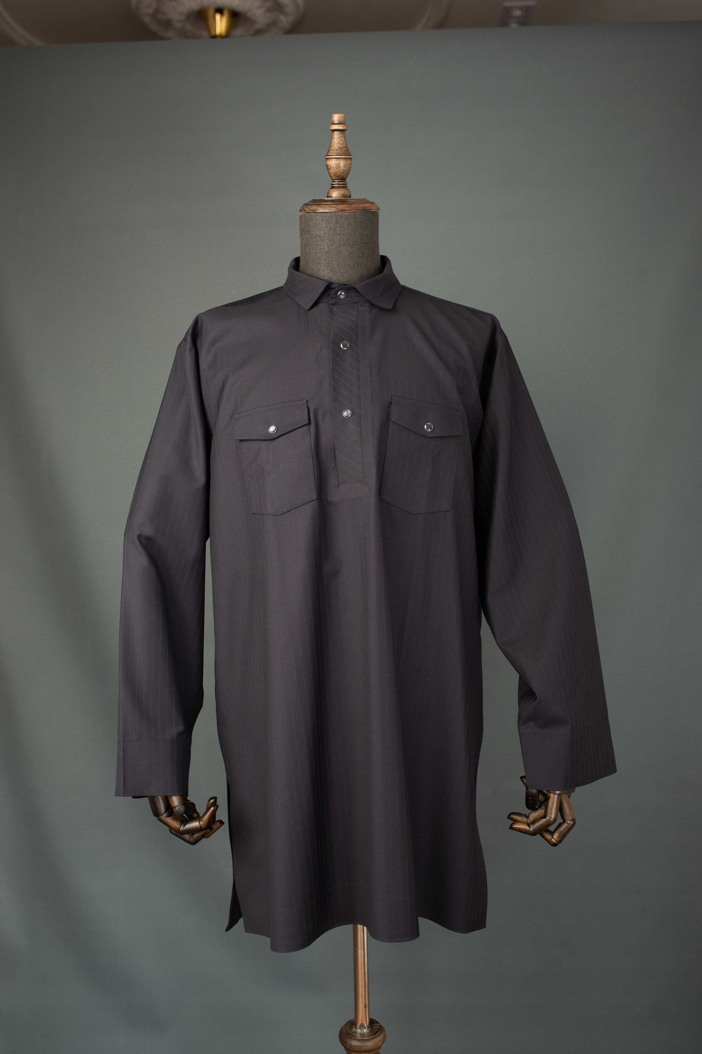 Stripes Double Pocket Military Kaftan Set