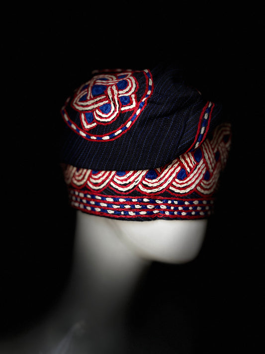 Pin stripe yoruba men's embroidery aso oke hat