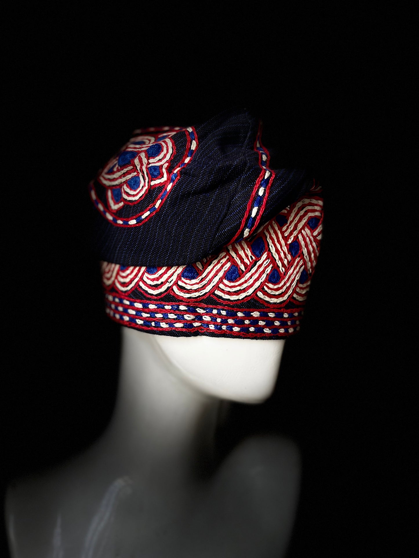 Pin stripe yoruba men's embroidery aso oke hat