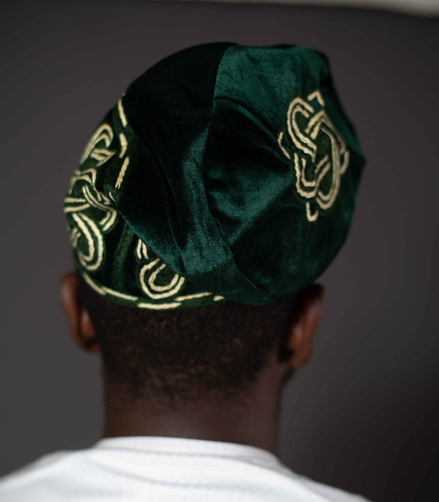 Two-tone handwoven Green Velvet Ijebu Mens cap