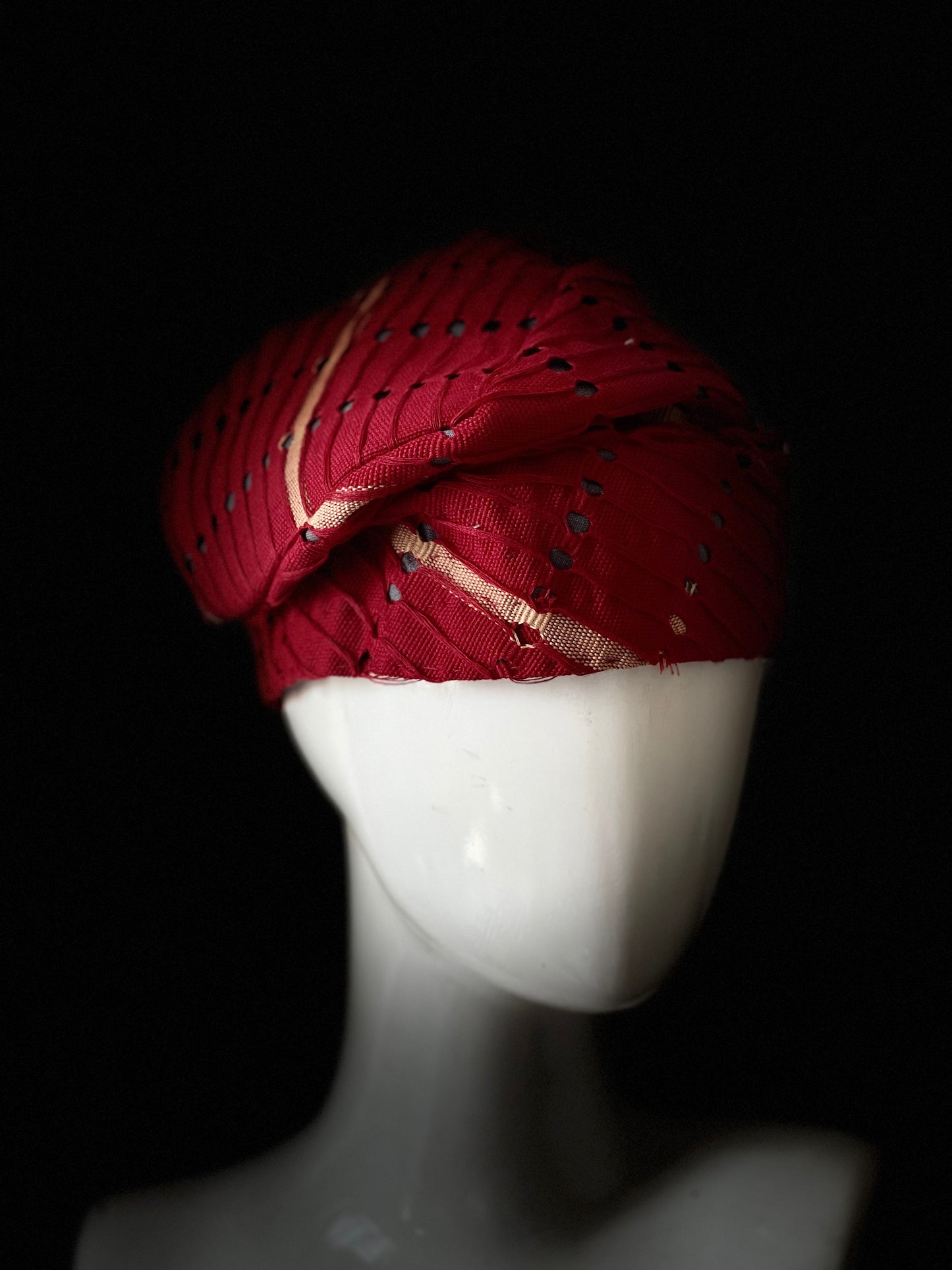 Red Jawu Nigerian traditional Aso Oke cap